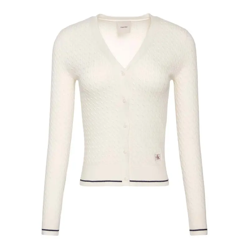 Cardigan In Maglia Maniche Lunghe Bianco Donna XS