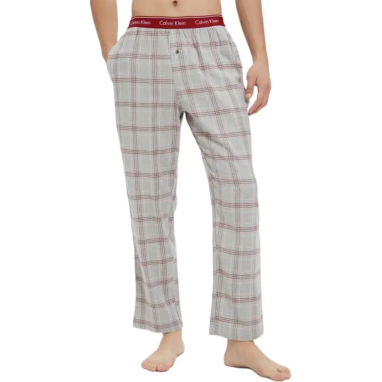 Casual Jacquard Cintura Confortevole Pantaloni da Casa da Notte Uomo Pantaloni Grigio Scozzese NM1429O-7SI M