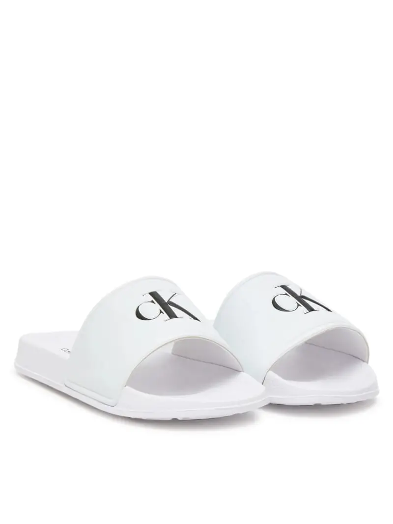 Calvin Klein ciabatte bianche bambino in gomma logo sul davanti