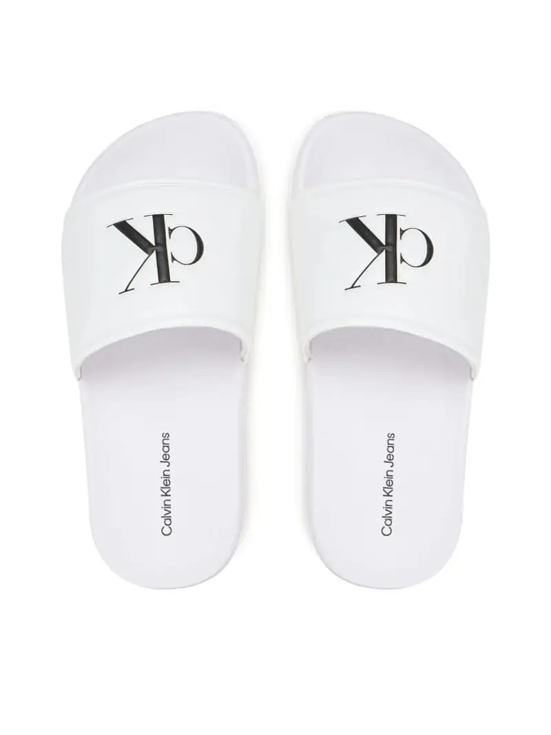 Calvin Klein ciabatte bianche bambino in gomma logo sul davanti miniatura 2