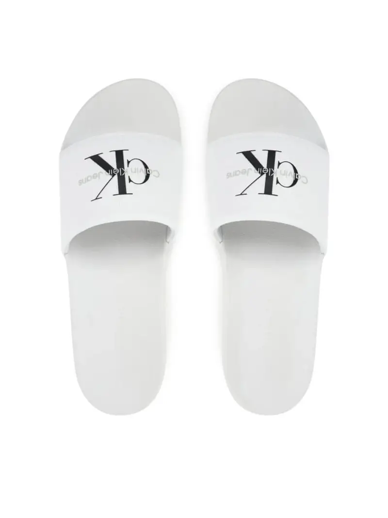 Calvin Klein ciabatte bianche donna in gomma logo a contrasto