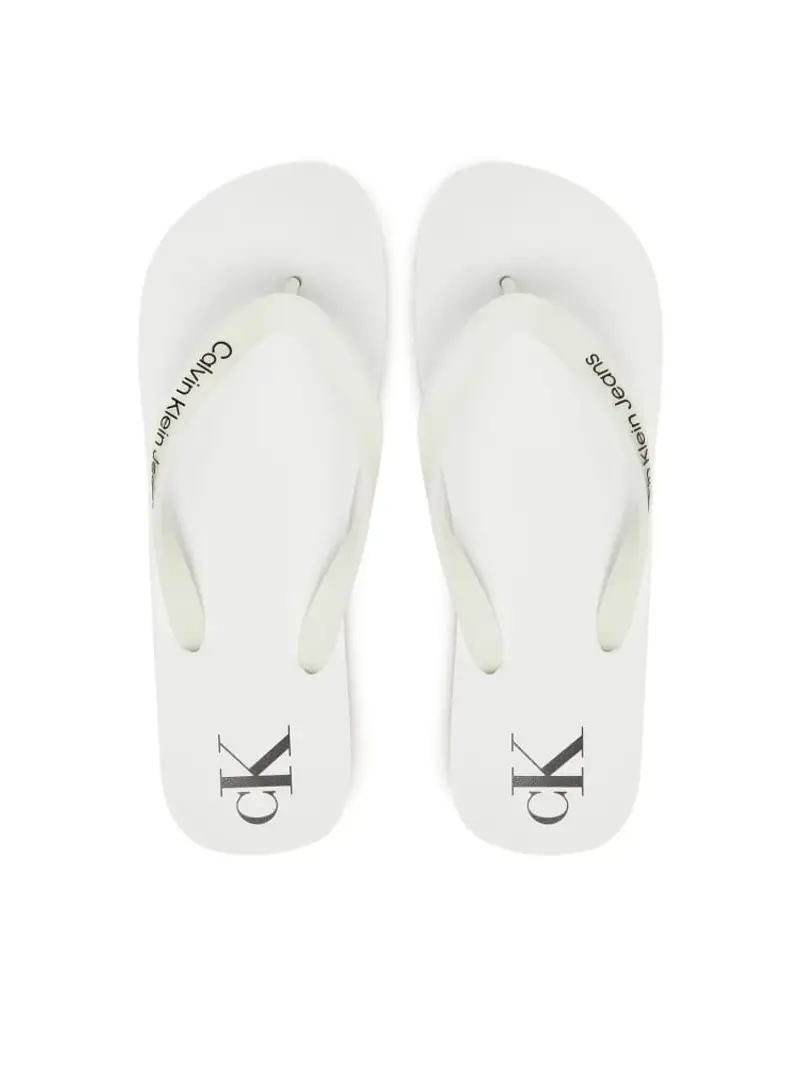 Calvin Klein ciabatte bianche uomo infradito in gomma logo a contrasto