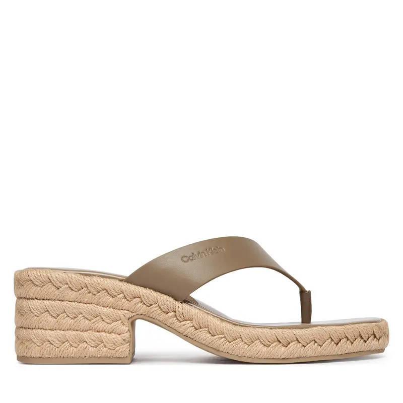 Ciabatte Calvin Klein Block Heel Espa 50 Thong Lth HW0HW02902 Marrone