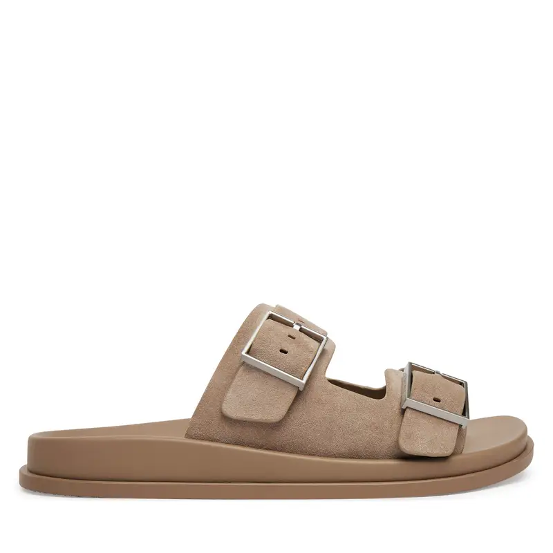 Ciabatte Calvin Klein City Sandal Buckle Suede HW0HW03130 Beige