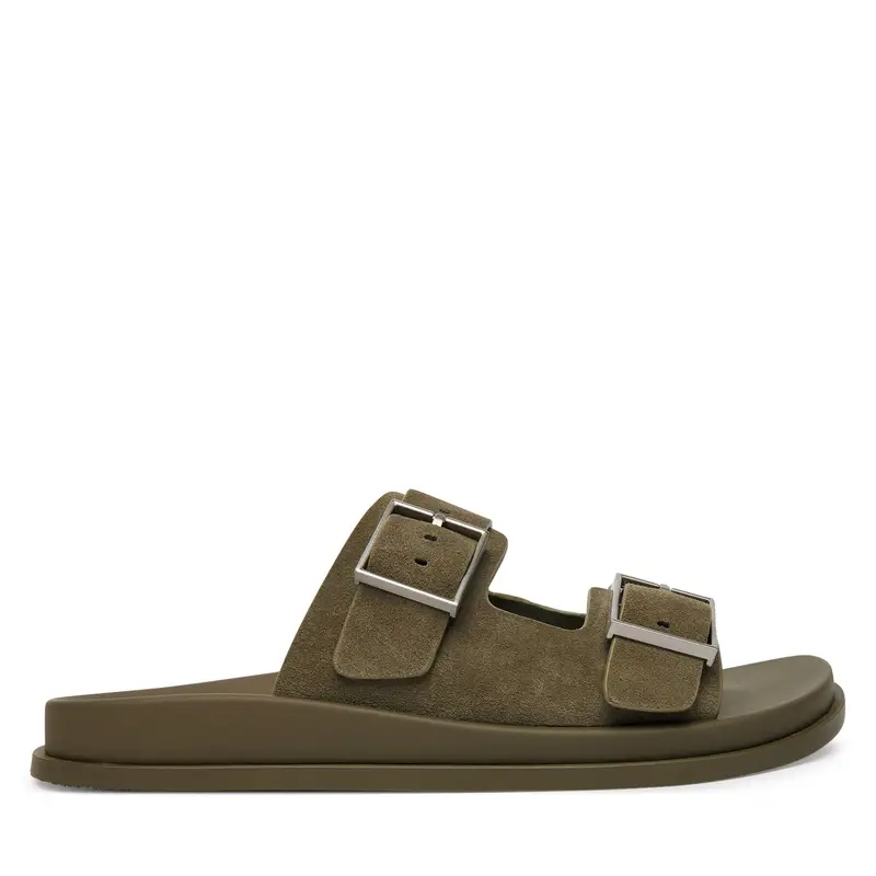 Ciabatte Calvin Klein City Sandal Buckle Suede HW0HW03130 Verde