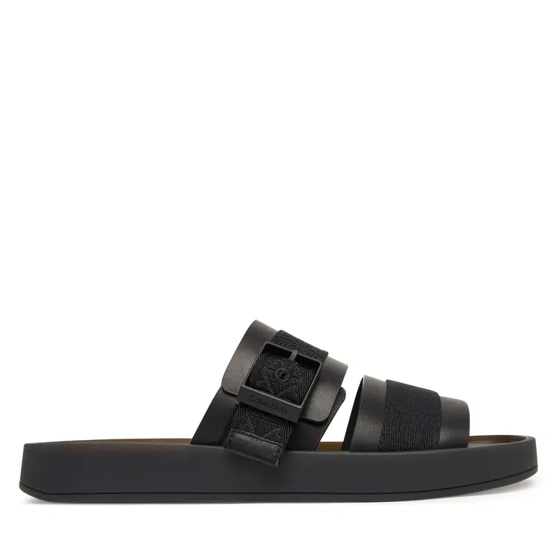 Ciabatte Calvin Klein Ergon Buckle Sandal Wb Lth Aop HM0HM02096 Nero