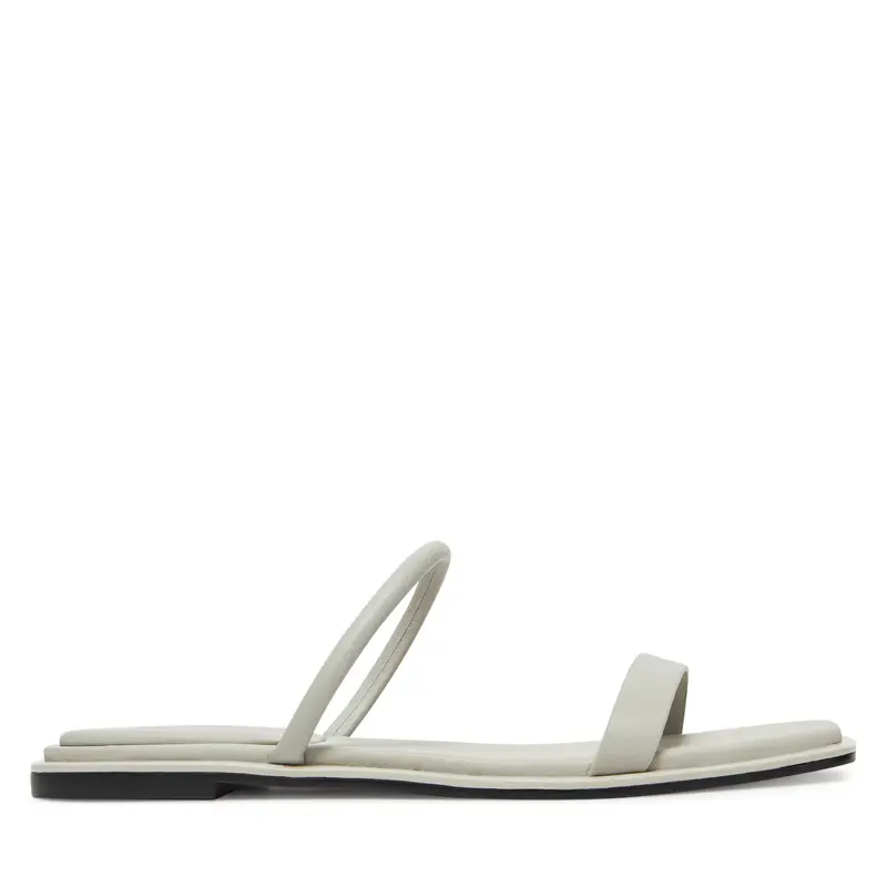 Ciabatte Calvin Klein Flat Sandal Squared 2-Bar Lth HW0HW02532 Beige
