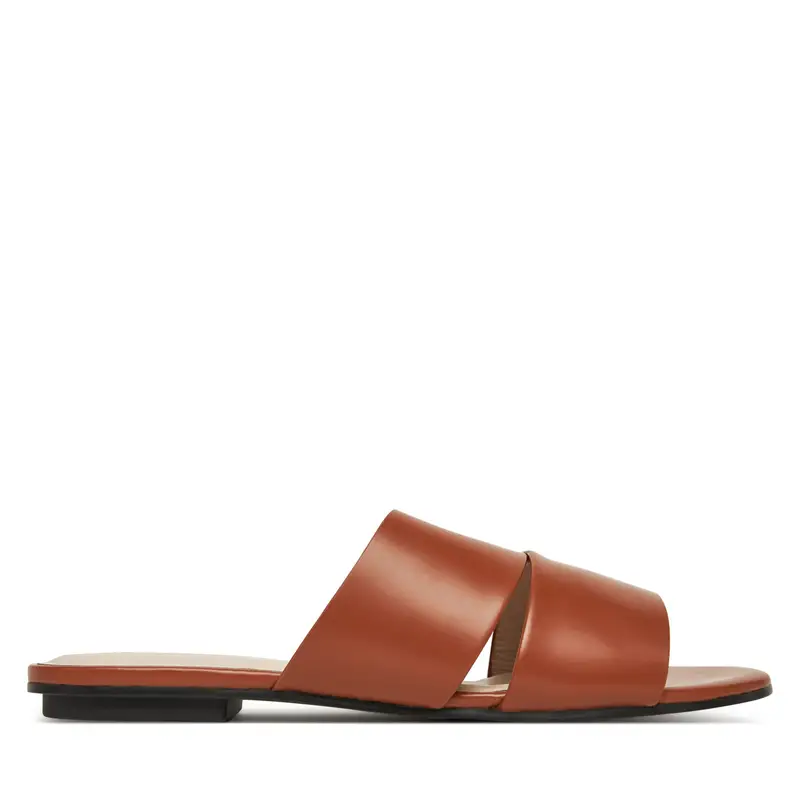 Ciabatte Calvin Klein Flat Slide - Lth 2 Straps HW0HW02365 Marrone