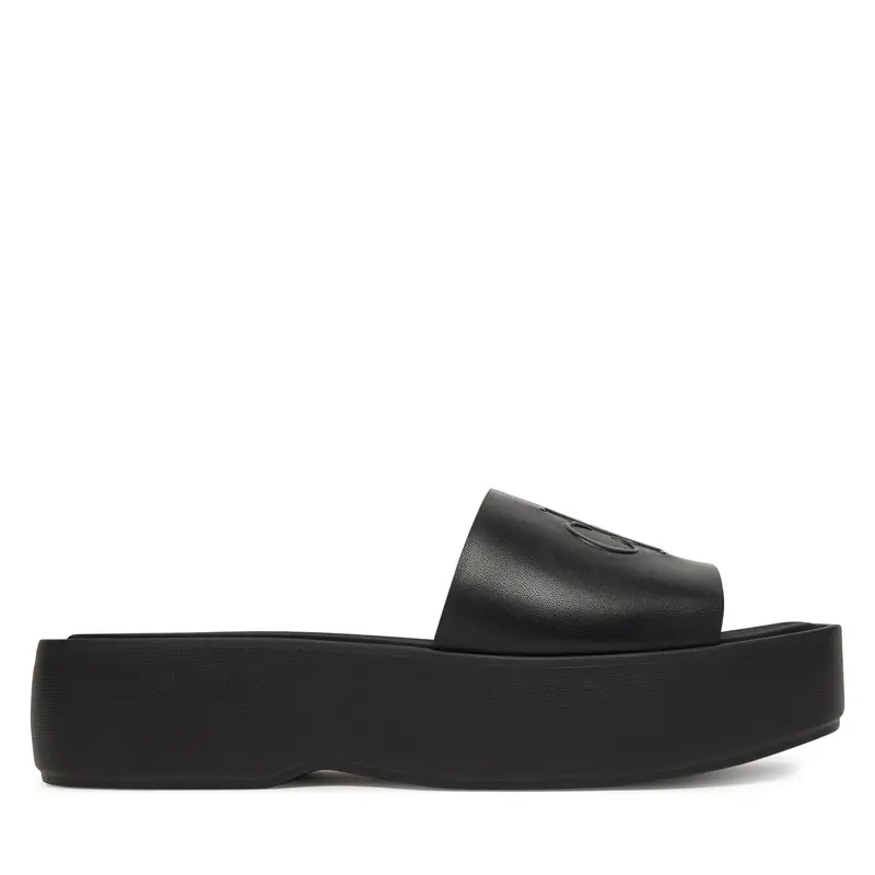 Ciabatte Calvin Klein Flatf Sndl Lth Mg HW0HW03026 Nero