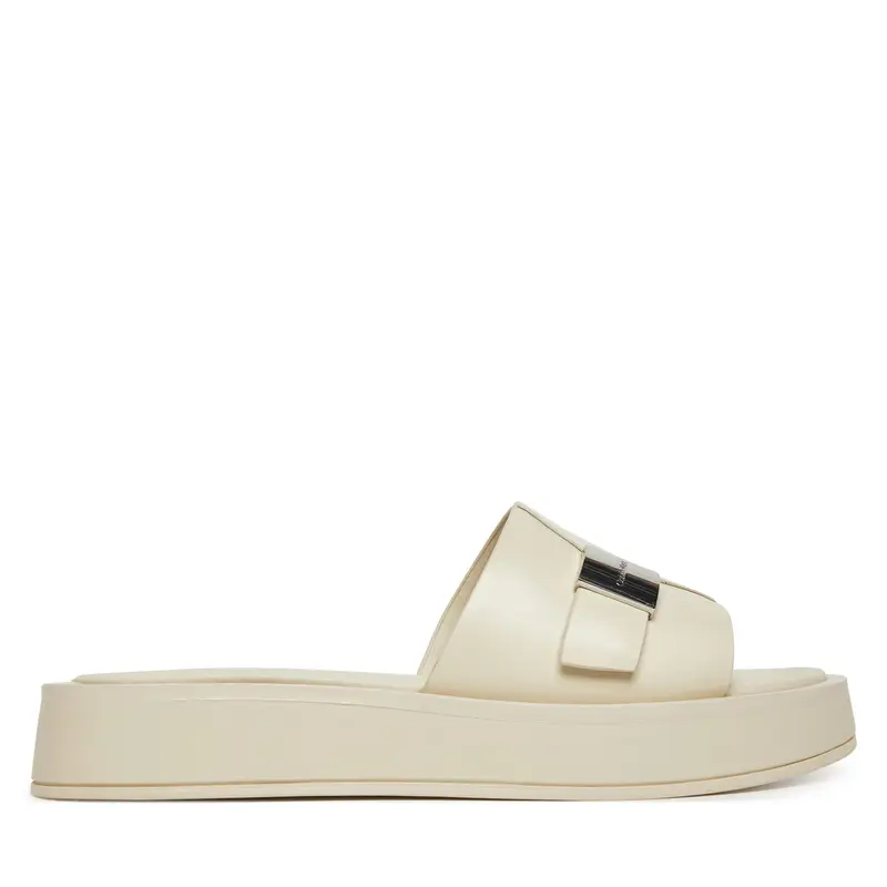 Ciabatte Calvin Klein Flatform Slide W/Ck Hw - Lth HW0HW02368 Écru Écru