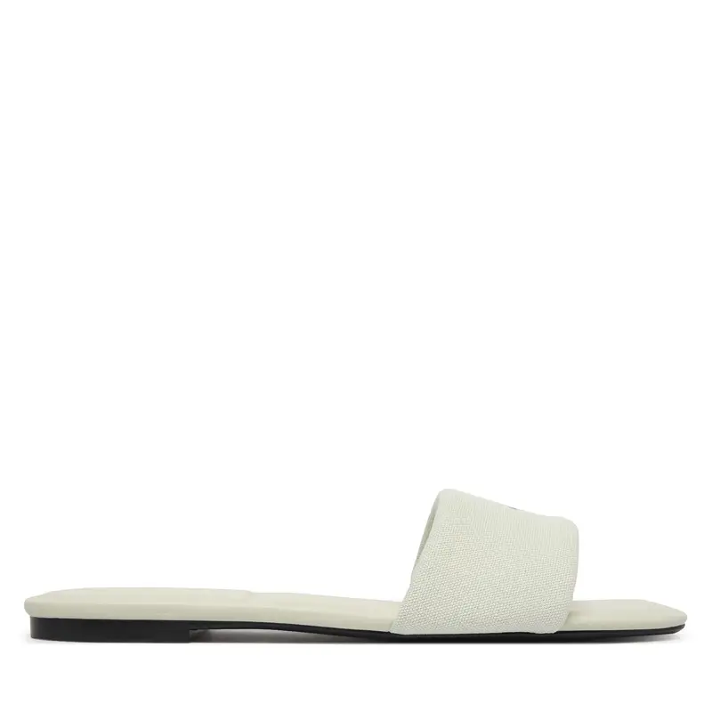 Ciabatte Calvin Klein Square Flat Sndl Canvas Hw HW0HW03129 Bianco