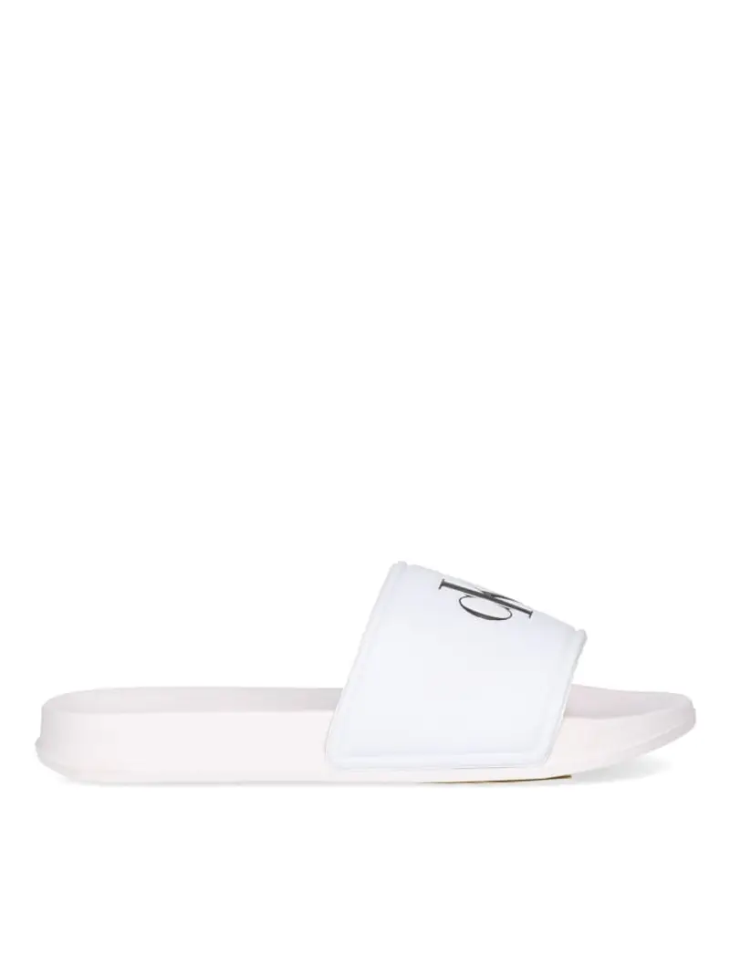 ciabatte kids-junior con logo a contrasto bianche