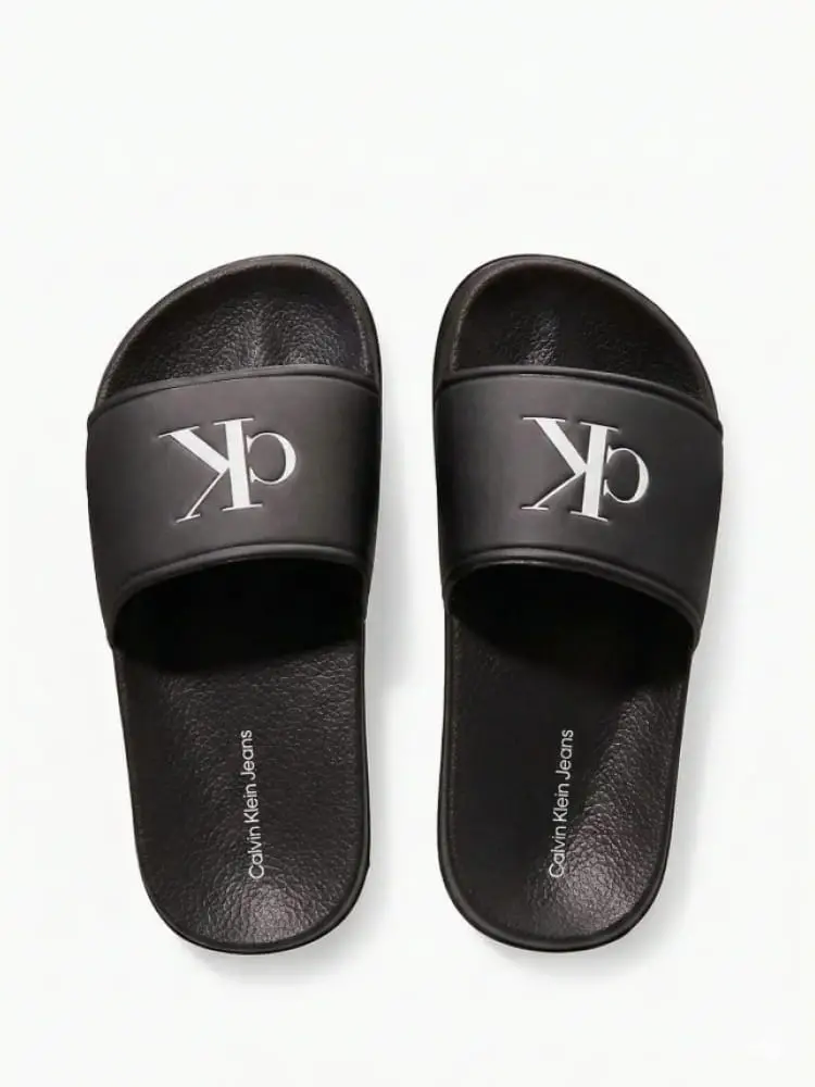 ciabatte kids-junior nera con logo monogram