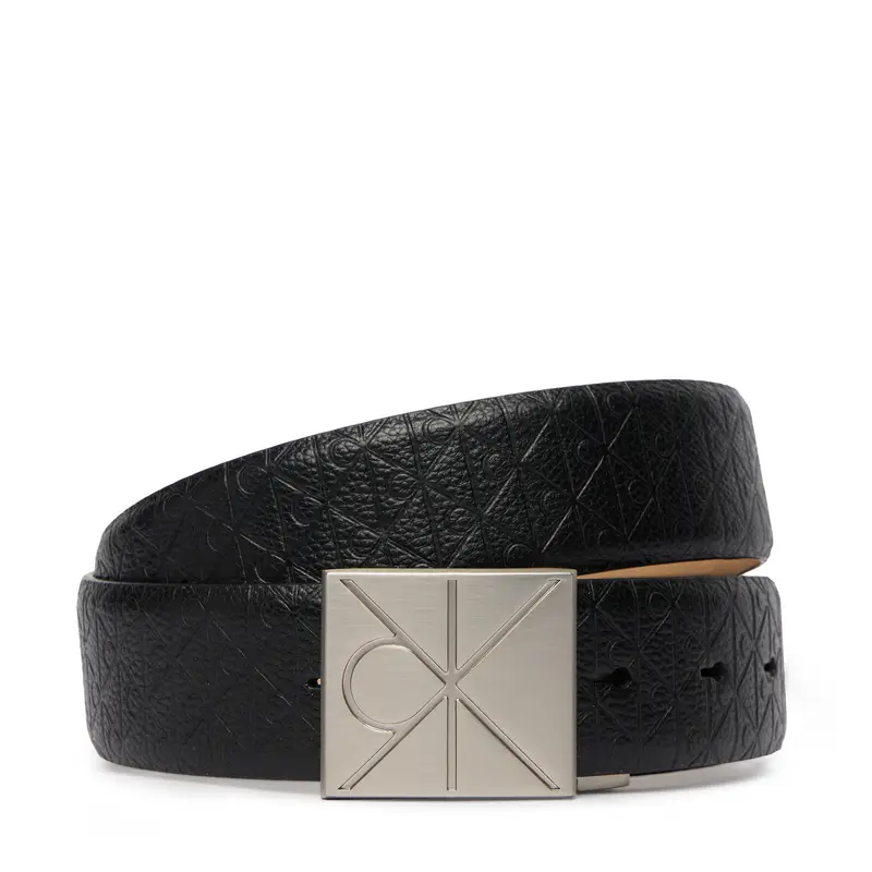 Cintura Calvin Klein Emblem Plaque W/ Aop 35Mm Adj LV04D7082G Nero