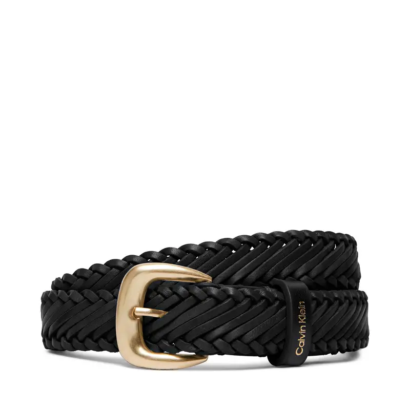 Cintura da donna Calvin Klein Braided Logo Buckle 25Mm LV04F7087G Nero
