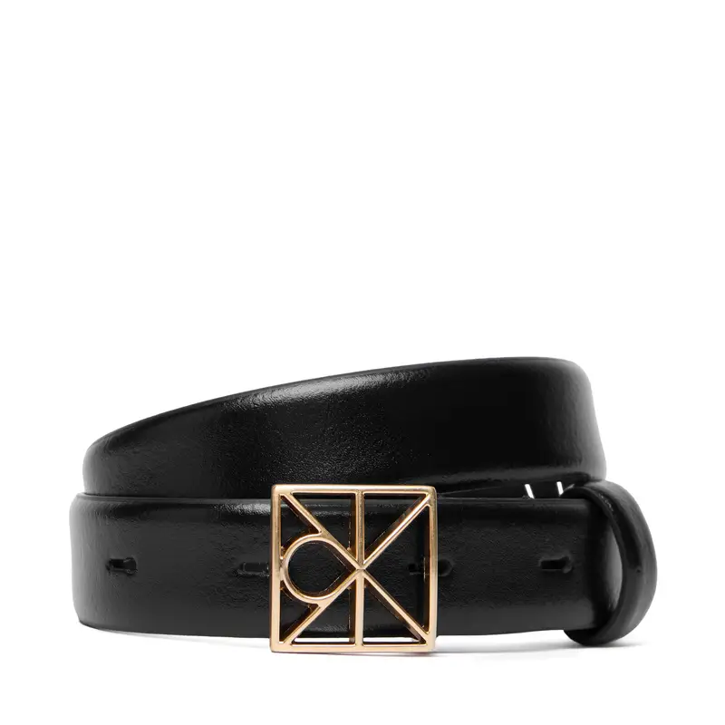 Cintura da donna Calvin Klein Emblem Buckle 25Mm Fixed Smooth LV04F7072G Nero