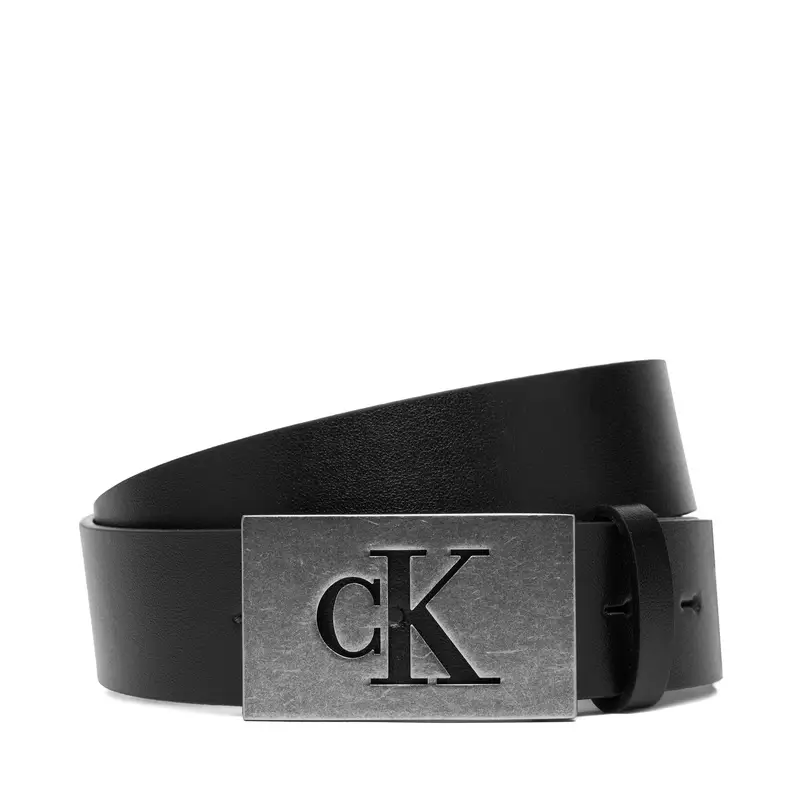 Cintura da uomo Calvin Klein Ck Plaque Smooth 35Mm LV04D7043G Nero