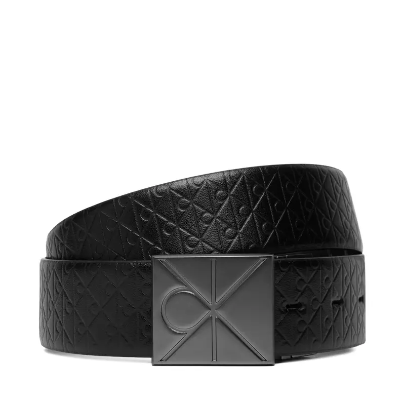 Cintura da uomo Calvin Klein Emblem Plaque W/ Aop 35Mm Adj/Re LV04D7083G Nero
