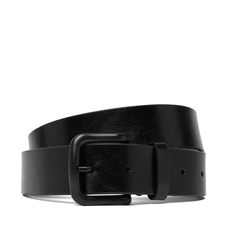 Cintura da uomo Calvin Klein Round Buckle Tumbled 35 Mm LV04D7041G Nero