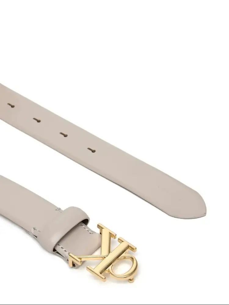 cintura ecru donna in pelle fibbia in metallo oro miniatura 2