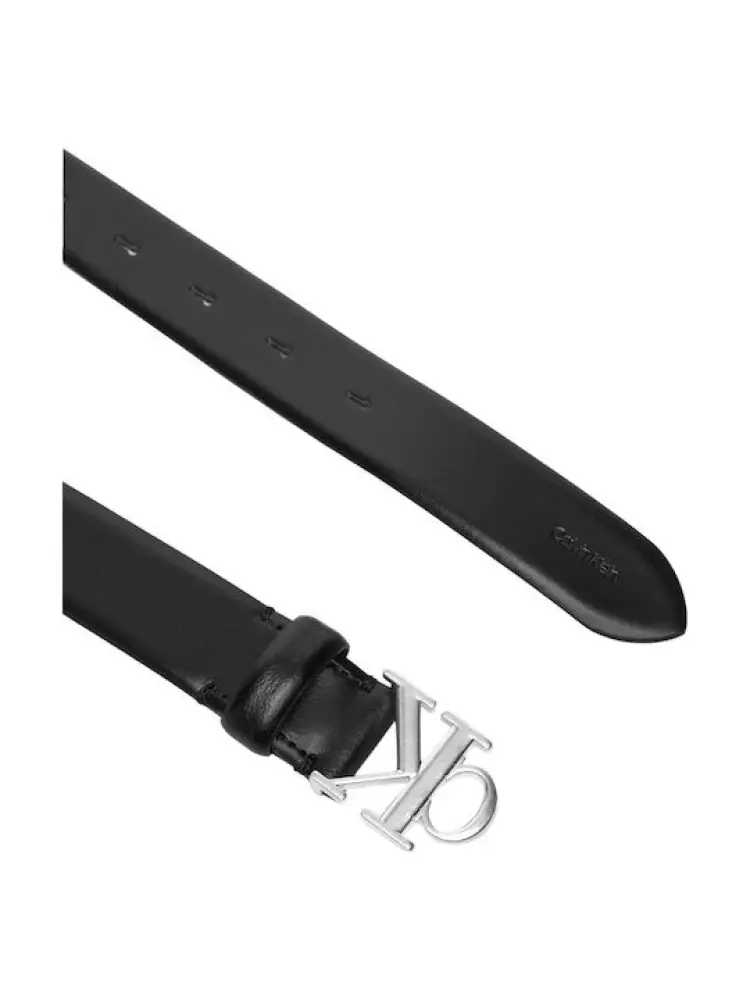 cintura nera donna in pelle fibbia in metallo argento miniatura 2