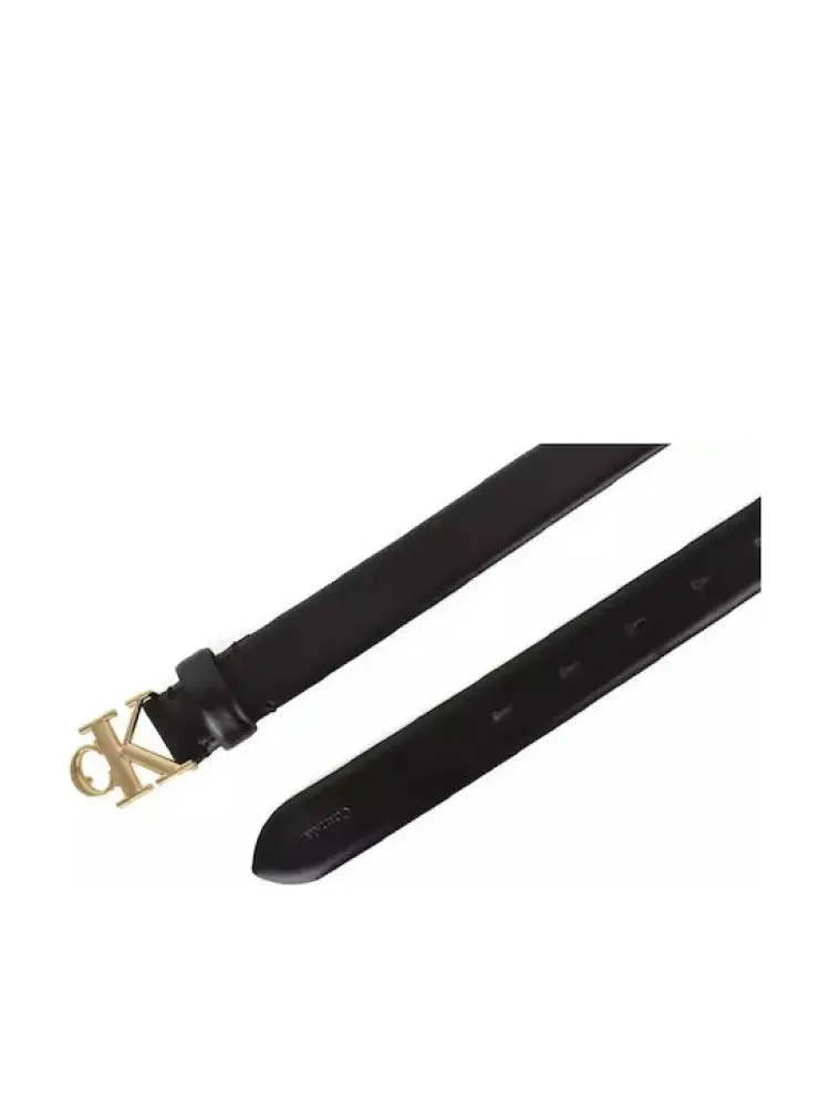 cintura nera donna in pelle logo in metallo oro miniatura 2