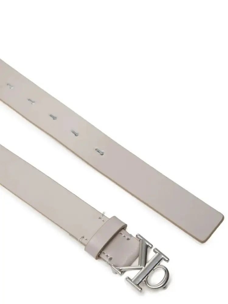 cintura tortora donna in pelle fibbia in metallo argento miniatura 2