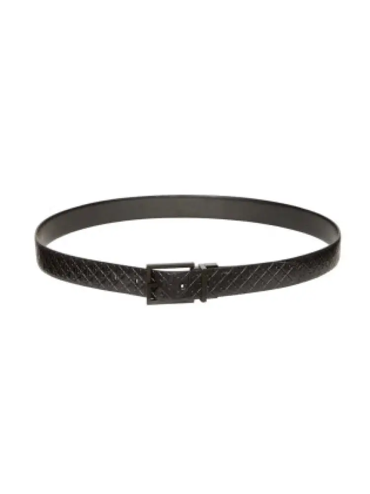 cintura uomo nera in pelle con logo all over