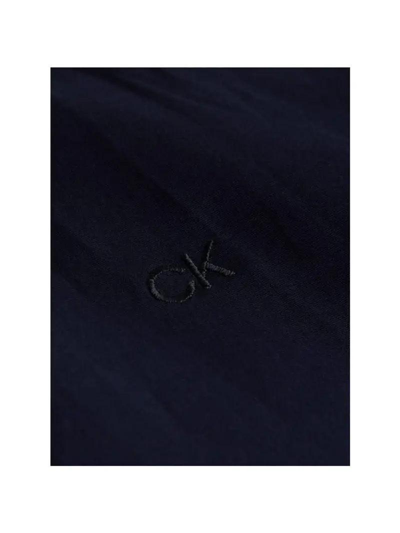 Calvin Klein cmicia uomo blu navy in popeline di cotone elasticizzato logo monogramma sul petto miniatura 2