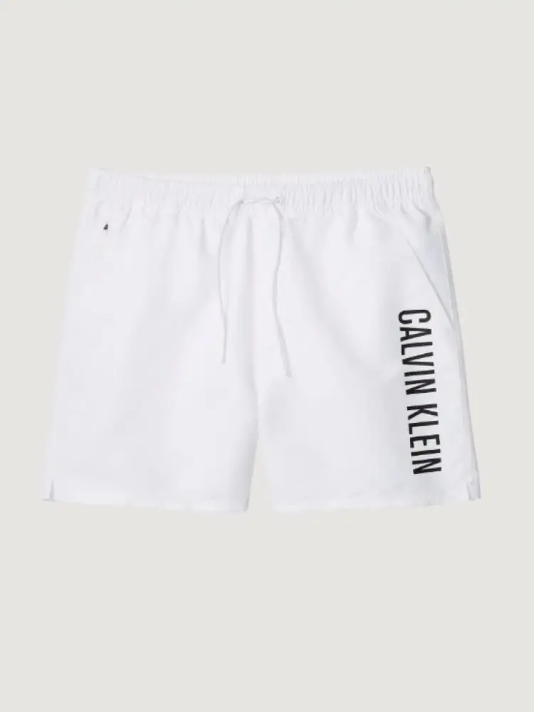 costume da bagno uomo bianco con logo nero laterale
