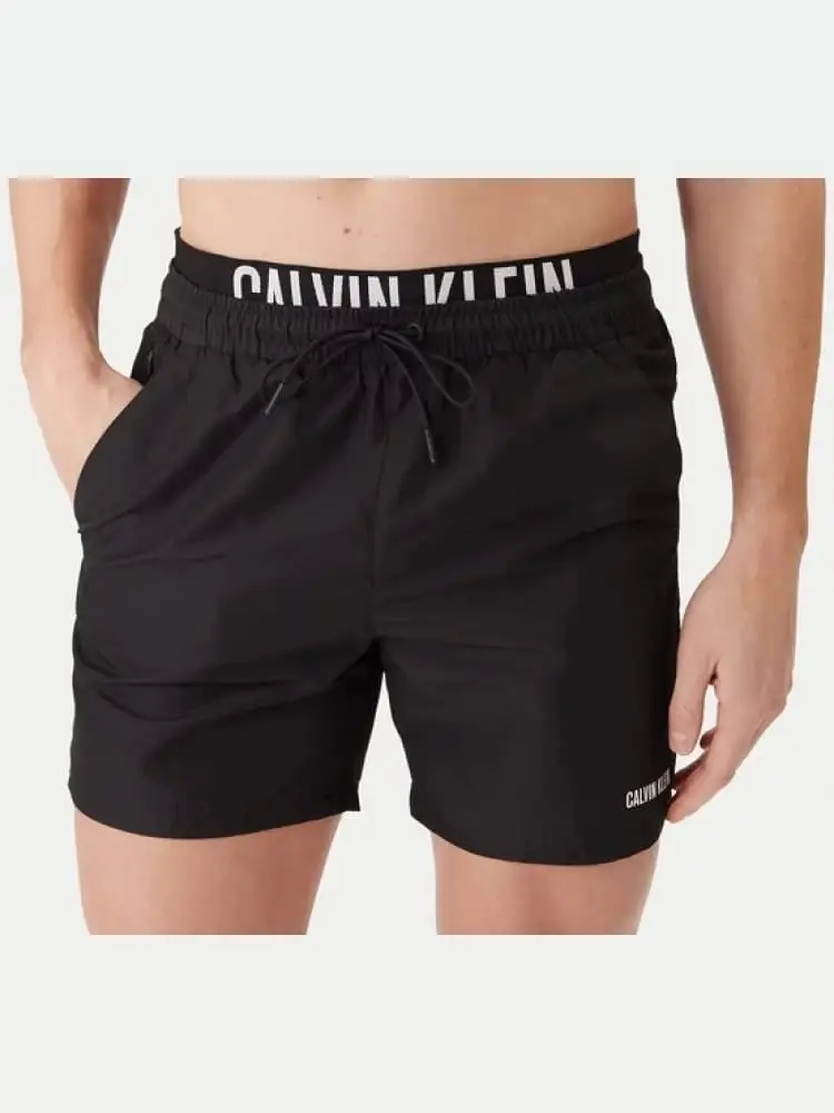 costume da bagno uomo nero con logo a contrasto