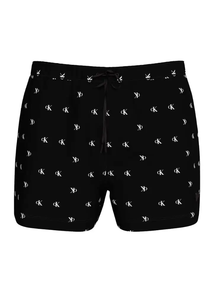 costume da bagno uomo nero con logo all over a contrasto