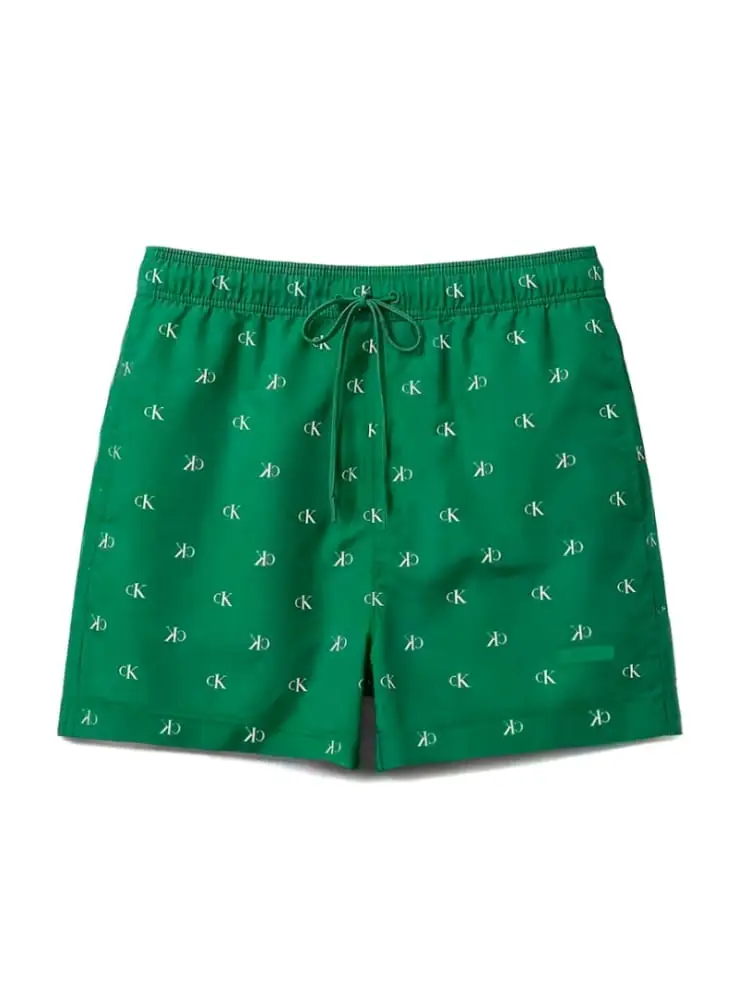 costume da bagno uomo verde con logo all over a contrasto