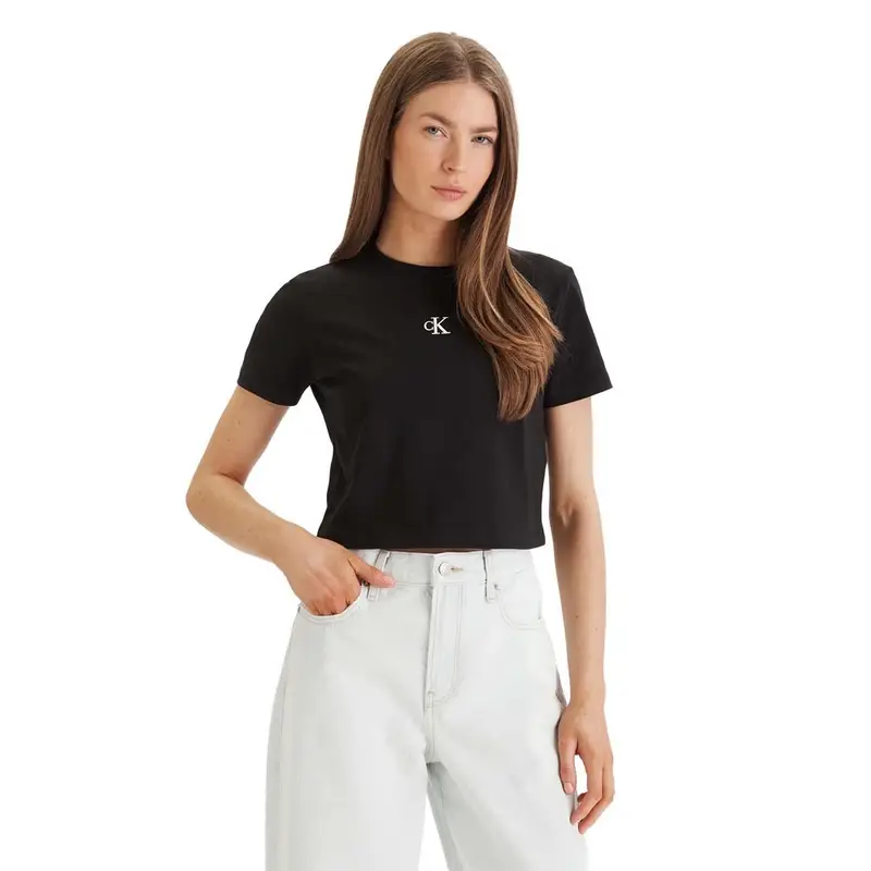 Cropped T-Shirt Logo Nero Donna XS