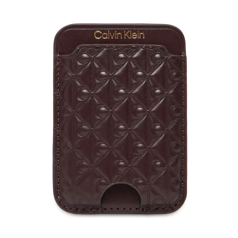 Custodie per carte di credito Calvin Klein Aop Leather Magnetic Card Case LV04F1100G Bordeaux