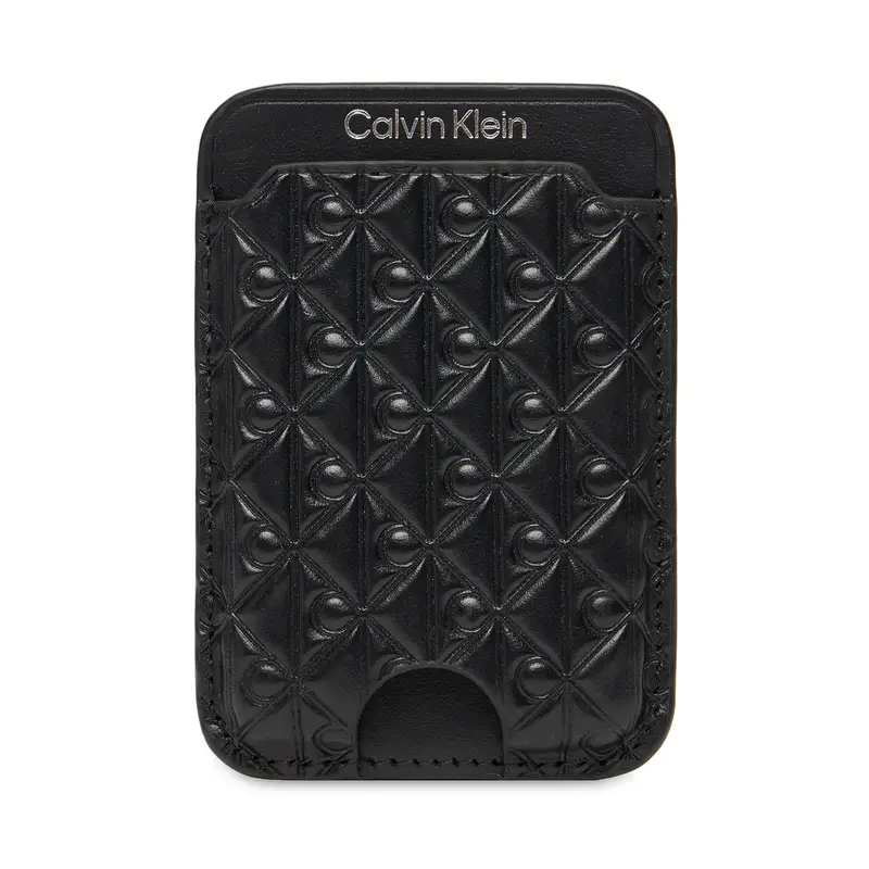Custodie per carte di credito Calvin Klein Aop Leather Magnetic Card Case LV04F1100G Nero