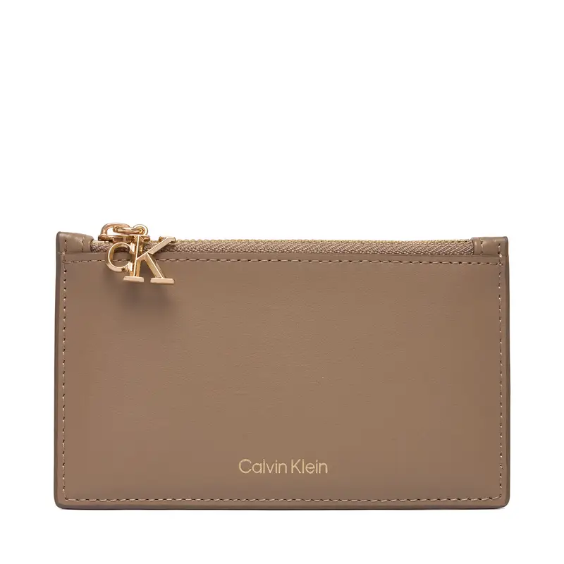 Custodie per carte di credito Calvin Klein Ck Zip Cardcase 6Cc LV04F1076G Beige