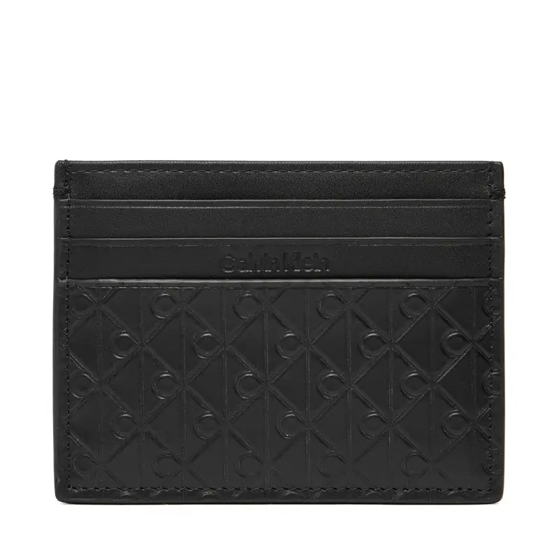 Custodie per carte di credito Calvin Klein Embossed Emblem Card Case LV04D1128G Nero