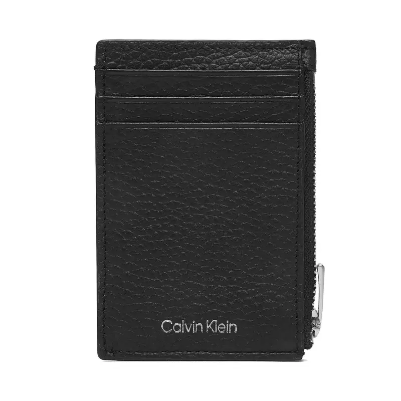 Custodie per carte di credito Calvin Klein Foil Emboss N/S Zip Card Case LV04D1244G Nero