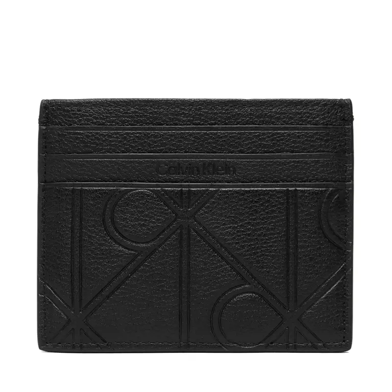 Custodie per carte di credito Calvin Klein Xl Emblem Aop Emboss Card Case LV04D1174G Nero