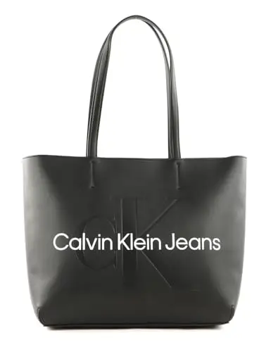 Calvin Klein Donna Borsa Tote Bag con Zip, Nera (Ck Black), Taglia Unica, Nero (Black), Taglia Unica