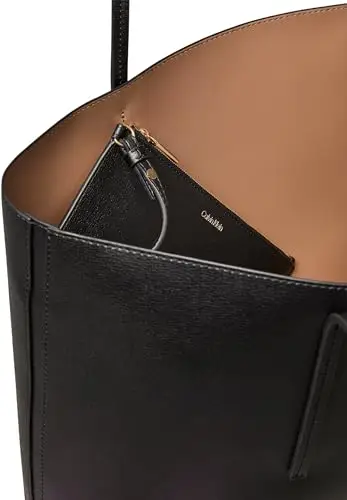 Calvin Klein Donna Borsa Tote Bag Foil Logo con Custodia Estraibile, Nero (Black/Toasted Coconut), Taglia Unica miniatura 3