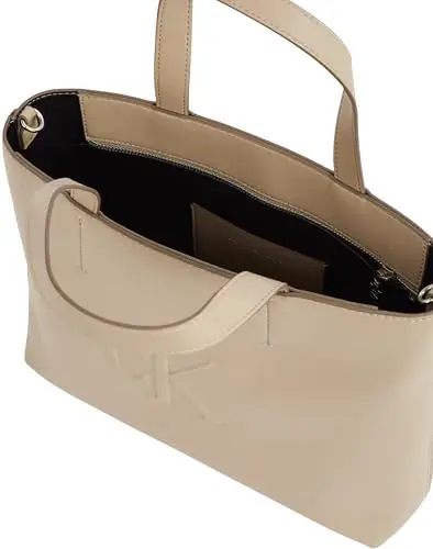 Calvin Klein Donna Borsa Tote Bag Sculpted Mini con Logo, Grigio (Crockery), Taglia Unica miniatura 3