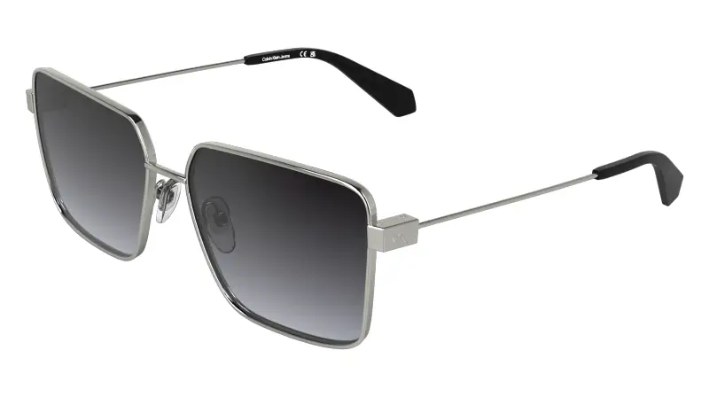 Donna Calvin Klein CKJ26201S 040 Occhiali da sole Metallo Argento Fumo Squadrata Normale