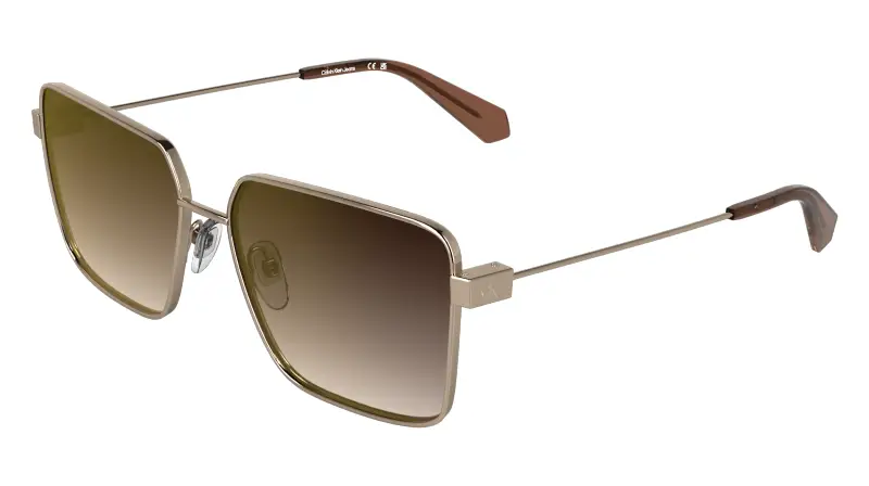 Donna Calvin Klein CKJ26201S 770 Occhiali da sole Metallo Oro Bordeaux Squadrata Normale