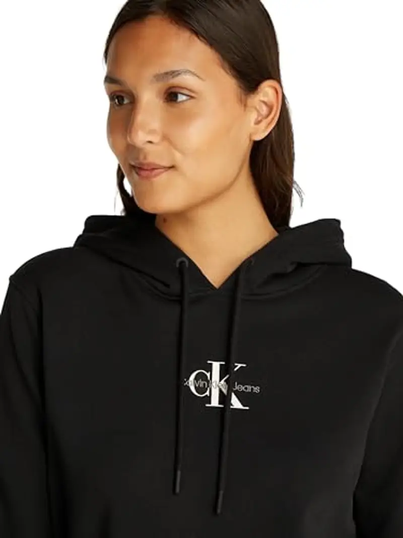 Calvin Klein Donna Felpa Monologo con Cappuccio, Nero (CK Black), XL miniatura 3