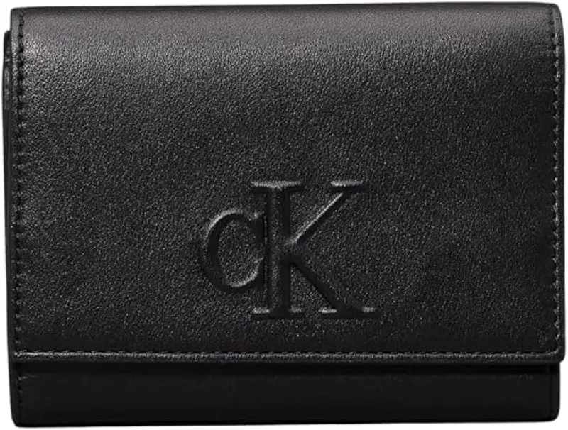 Calvin Klein Donna Portafoglio Sculpted Medium Trifold Pieghevole, Nero (Black), Taglia Unica