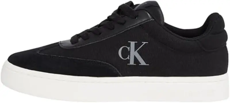 Calvin Klein Donna Sneakers con Suola Preformata Classic Low Mix in Tela, Nero (Black/Bright White), 36