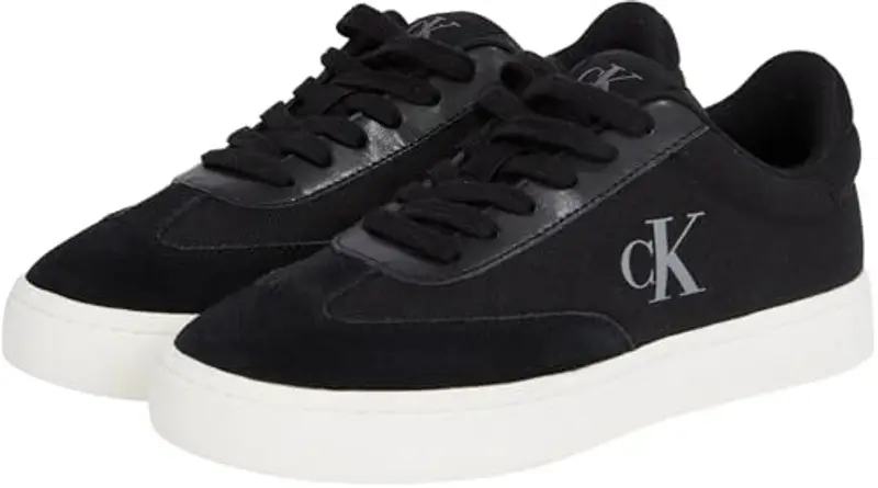 Calvin Klein Donna Sneakers con Suola Preformata Classic Low Mix in Tela, Nero (Black/Bright White), 36 miniatura 2