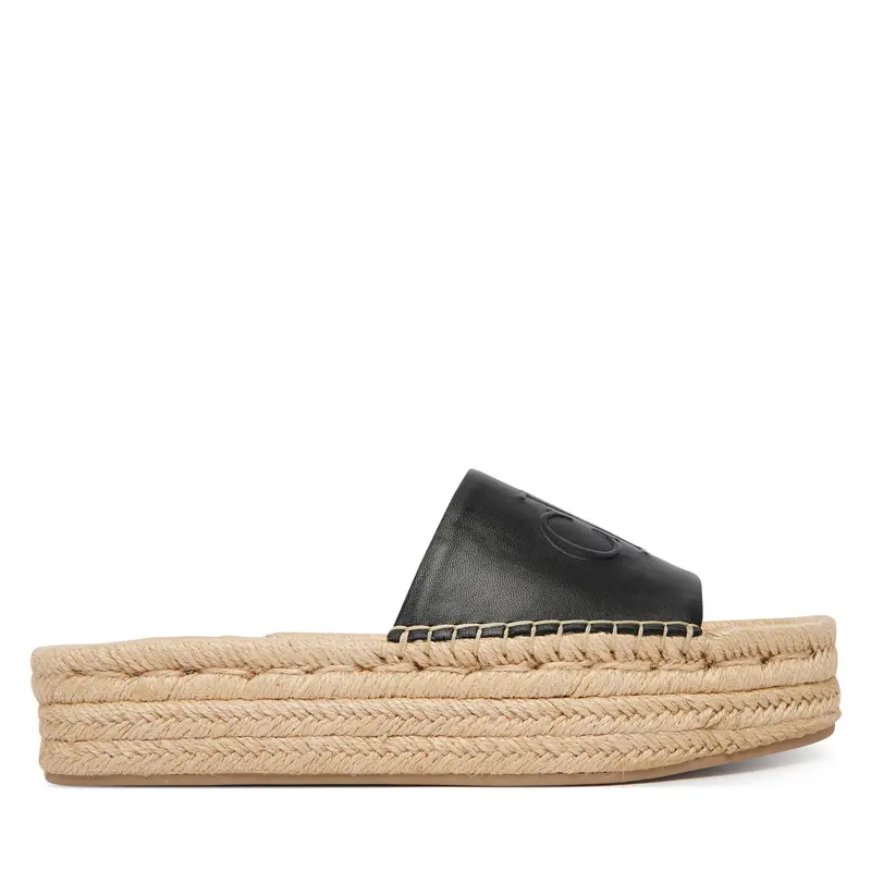 Espadrillas Calvin Klein Flatf Espa Mule Lth Mg HW0HW03027 Nero